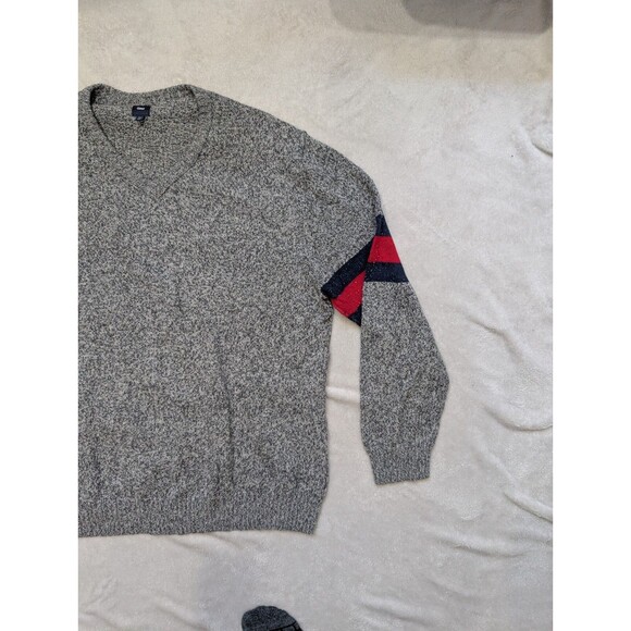 Gap V Neck Sweater Mens Size XXL Gray Knit Wool Cotton Blend Pullover - Picture 6 of 9